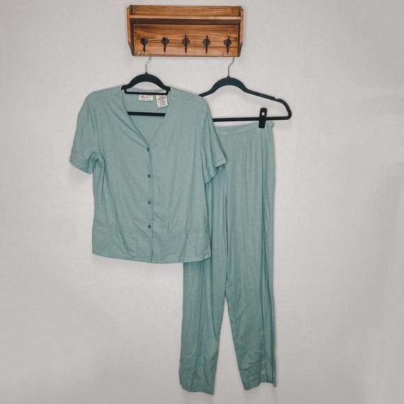 Kathie Lee |‎ Linen Blend Blue Set Outfit Medium 8 - Picture 1 of 7